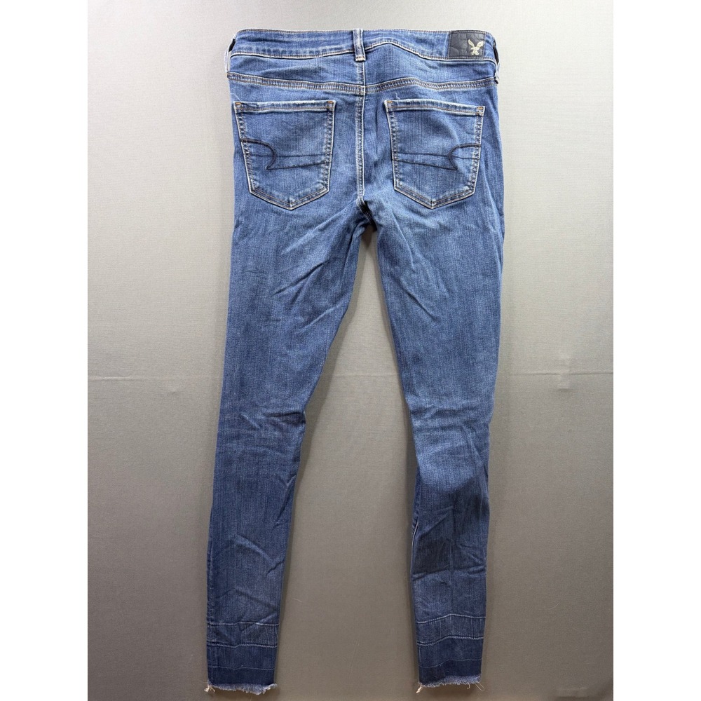 American Eagle Jeggings Womens Blue Super Stretch Raw Hem 26x31